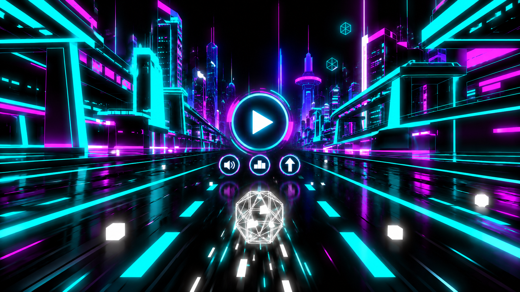 SUPERHORIZON VR AI-enhanced neon title-screen key art
